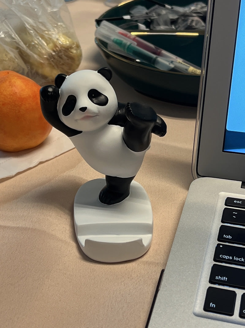 Fun Martial Arts Panda Phone Holder, Desktop Ornament, Creative Holiday Gift