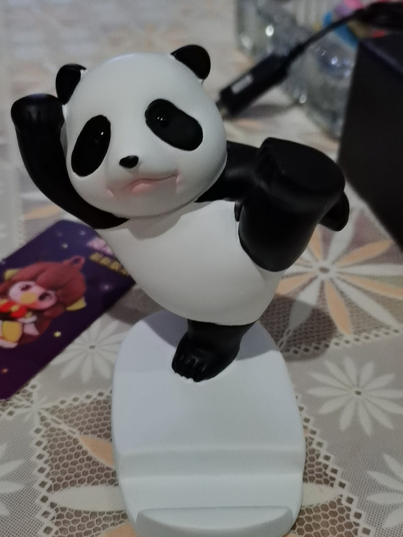 Fun Martial Arts Panda Phone Holder, Desktop Ornament, Creative Holiday Gift