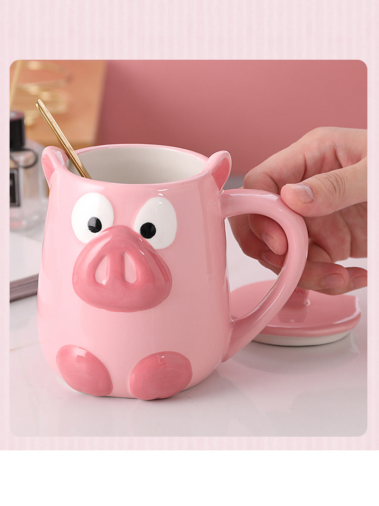 Fun Pink Pig Ceramic Mug - Creative Gift,Whimsical Drinkware