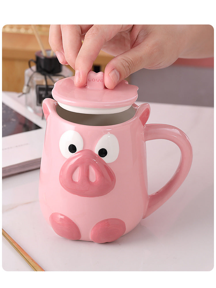 Fun Pink Pig Ceramic Mug - Creative Gift,Whimsical Drinkware