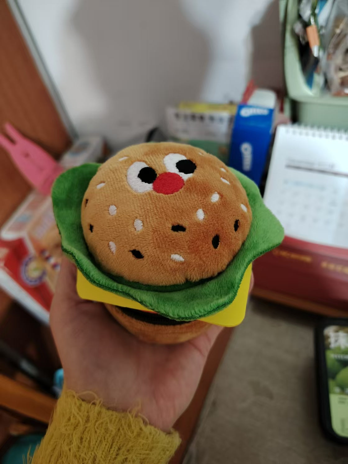 Fun Plush Hamburger Storage Box, Jewelry Box, Creative Gift