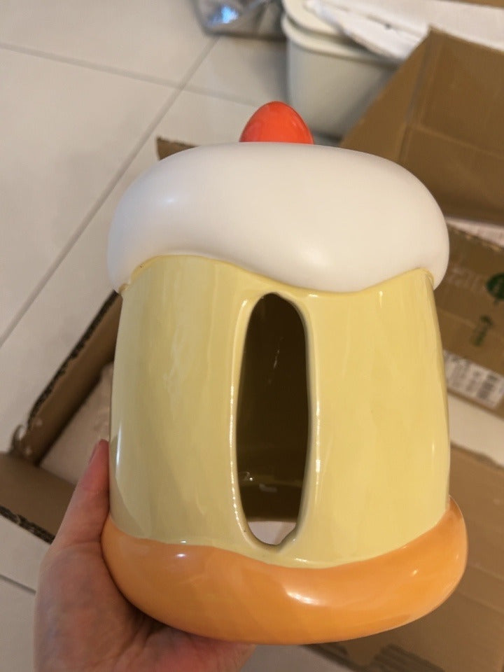 Fun Pudding Ceramic Tissue Box:  Delightful Addition to Room