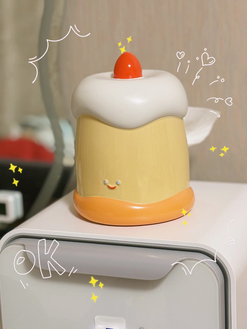 Fun Pudding Ceramic Tissue Box:  Delightful Addition to Room