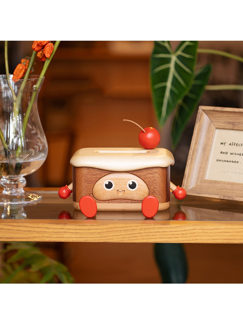 Fun Wooden Happy Expression Tissue Box, Home Office Decoration