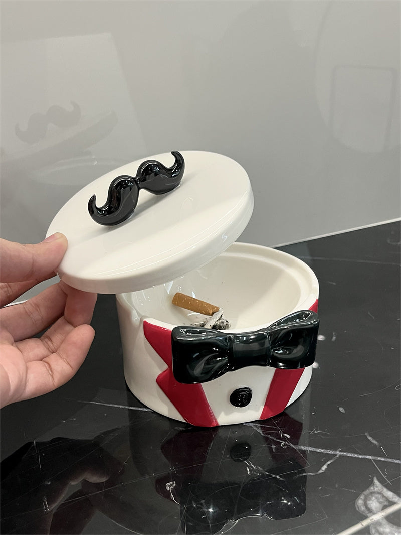 Funny Bearded Gentleman Ceramic Ashtray, Unique Office Decoration