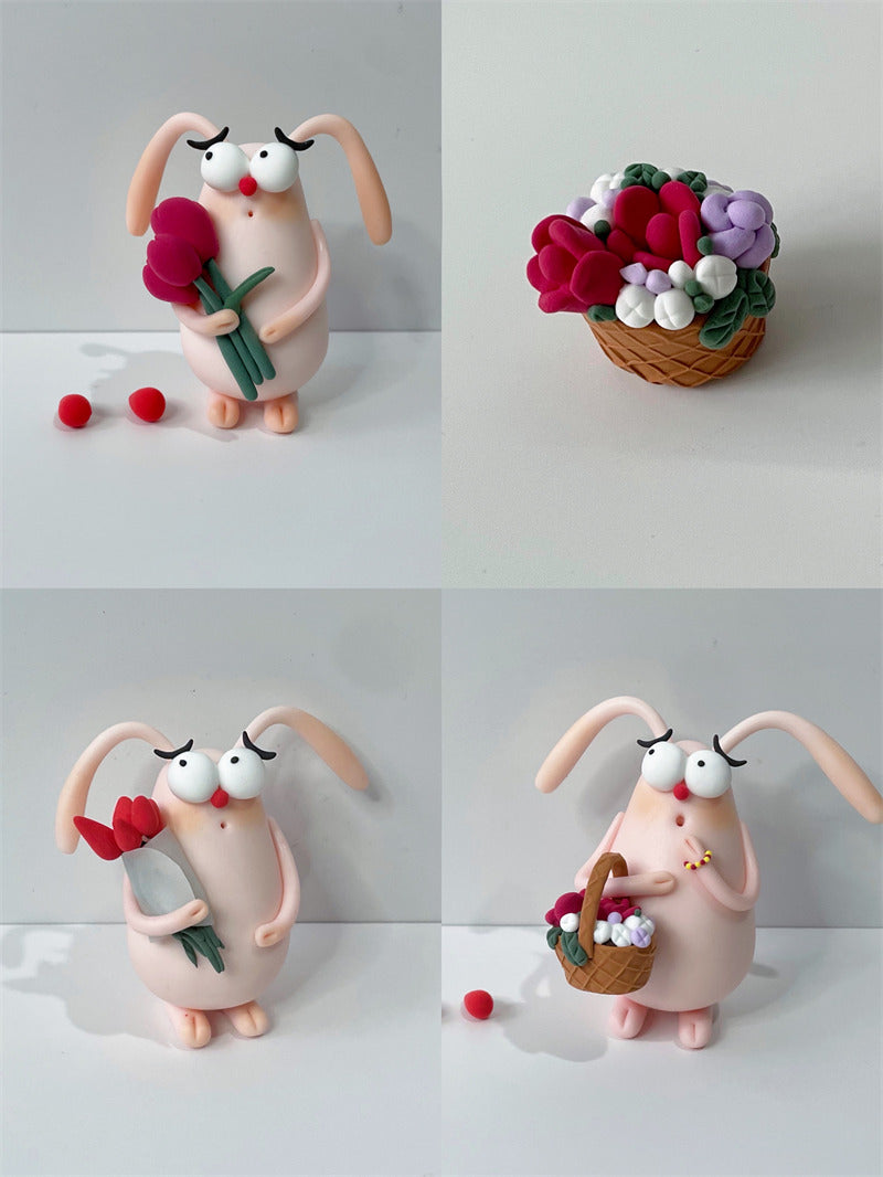 Funny Big-Eyed Rabbit Desktop Small Ornaments, Creative Gift