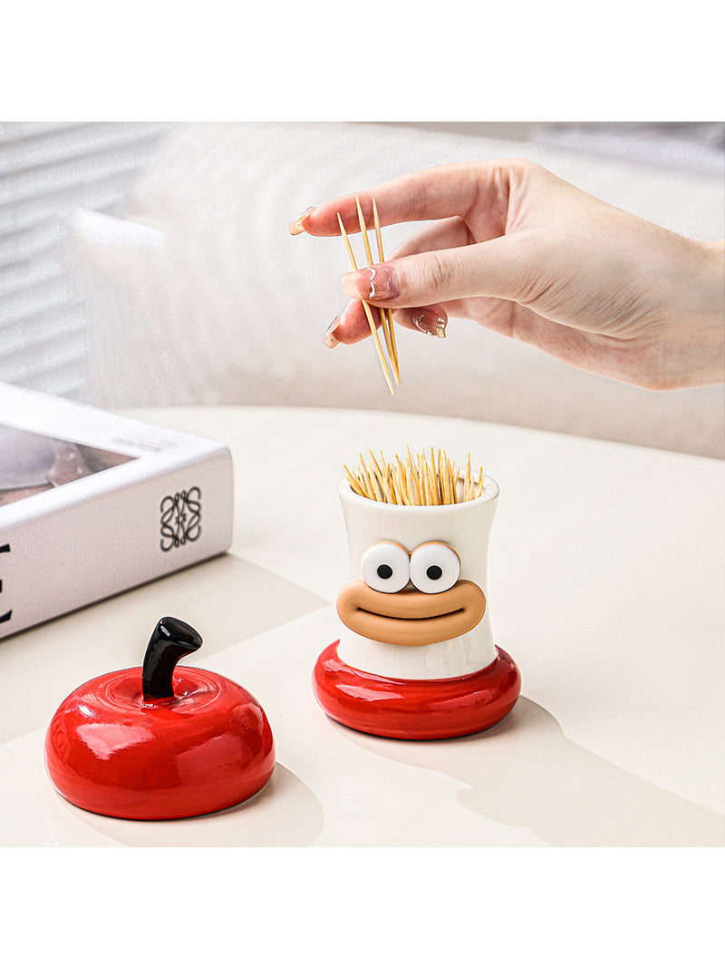 Funny Cartoon Apple Core Toothpick Holder, Christmas Decoration Gift