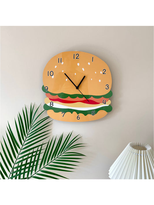 Funny Cartoon Hamburger Wall Clock, Alternative Home Decoration