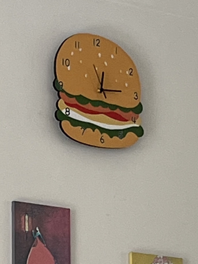 Funny Cartoon Hamburger Wall Clock, Alternative Home Decoration