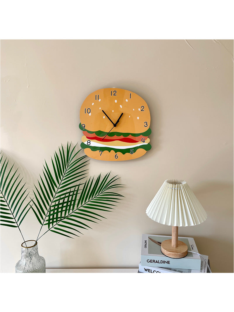 Funny Cartoon Hamburger Wall Clock, Alternative Home Decoration