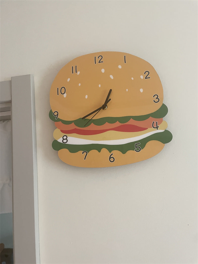 Funny Cartoon Hamburger Wall Clock, Alternative Home Decoration