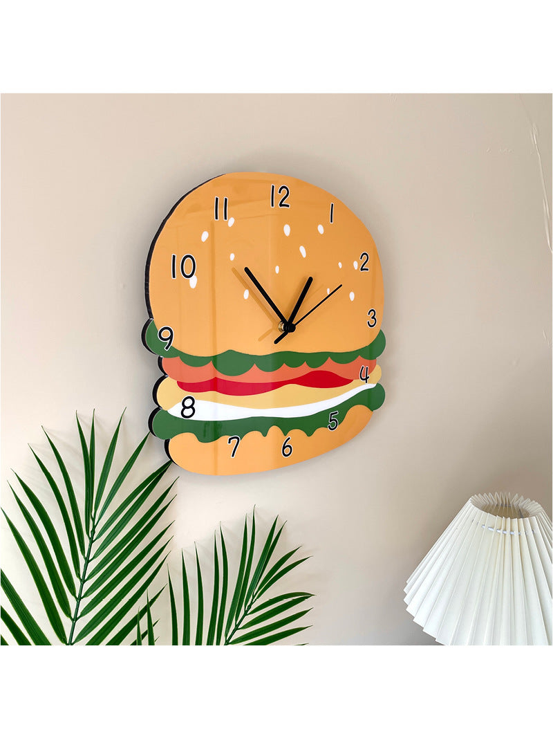 Funny Cartoon Hamburger Wall Clock, Alternative Home Decoration