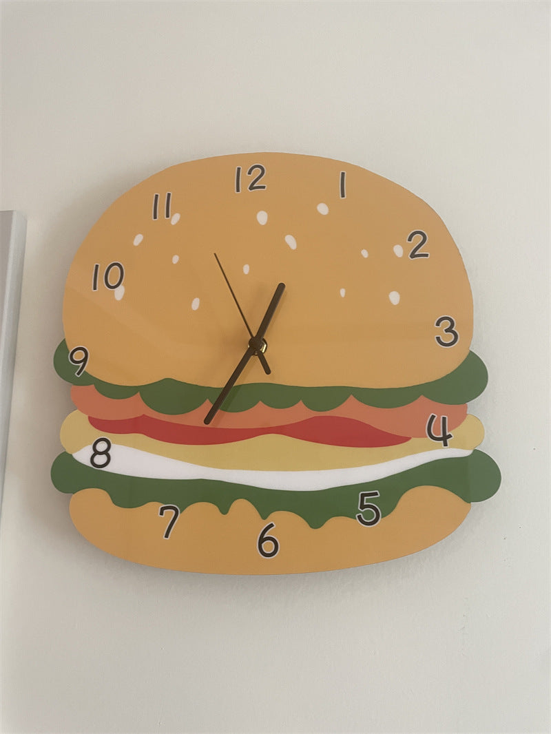 Funny Cartoon Hamburger Wall Clock, Alternative Home Decoration