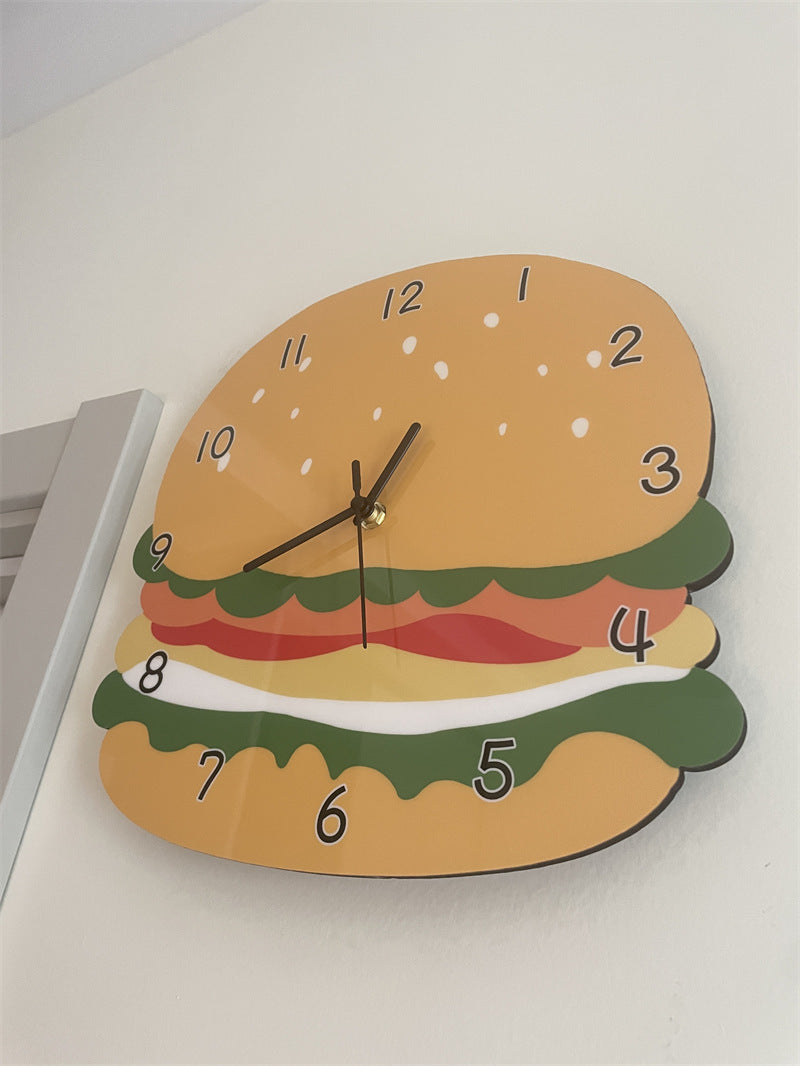 Funny Cartoon Hamburger Wall Clock, Alternative Home Decoration