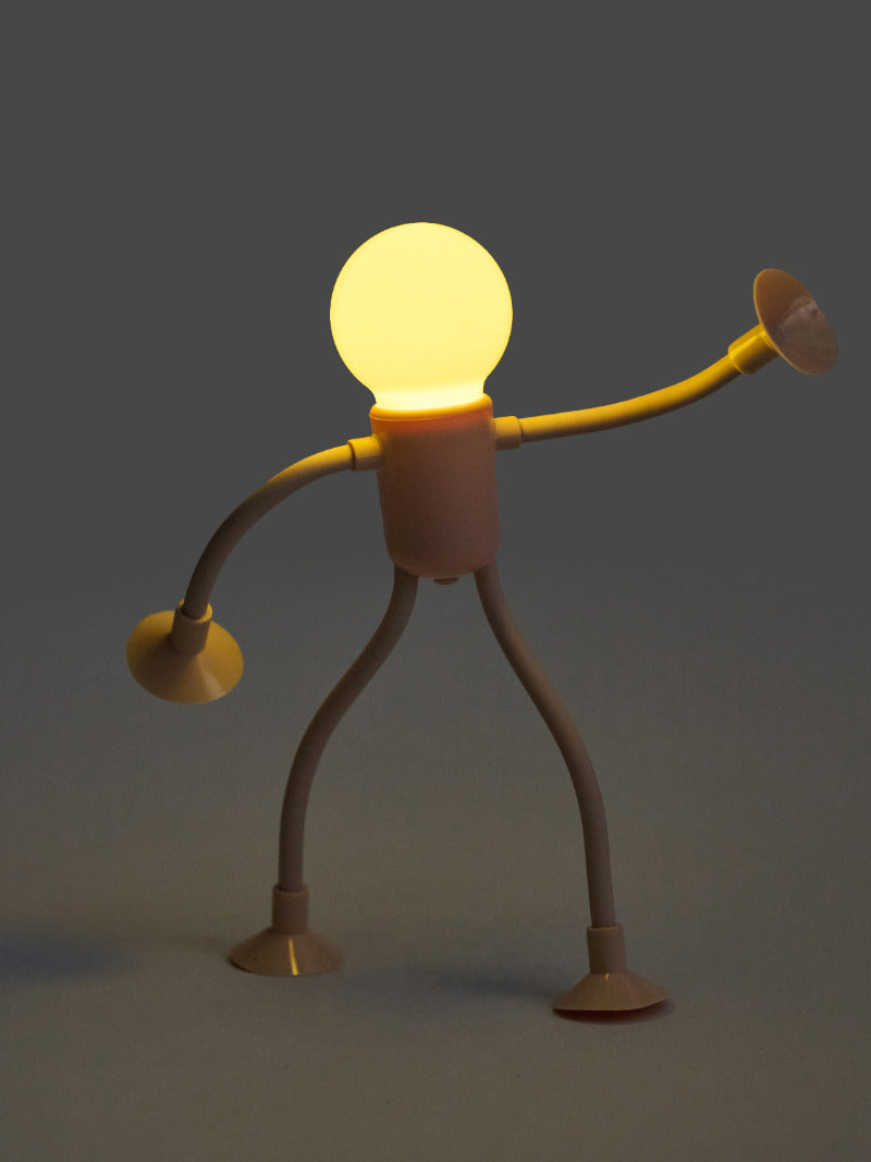 Funny Cartoon Humanoid Night Light With Suction Cup, Small Light Bulb