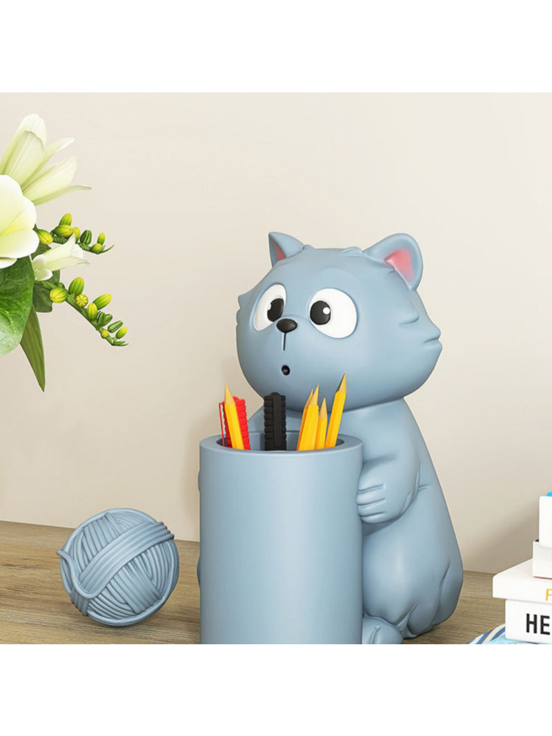 Funny Dazed Cat Cartoon Pen Holder, Room Decoration Ornaments,Gift