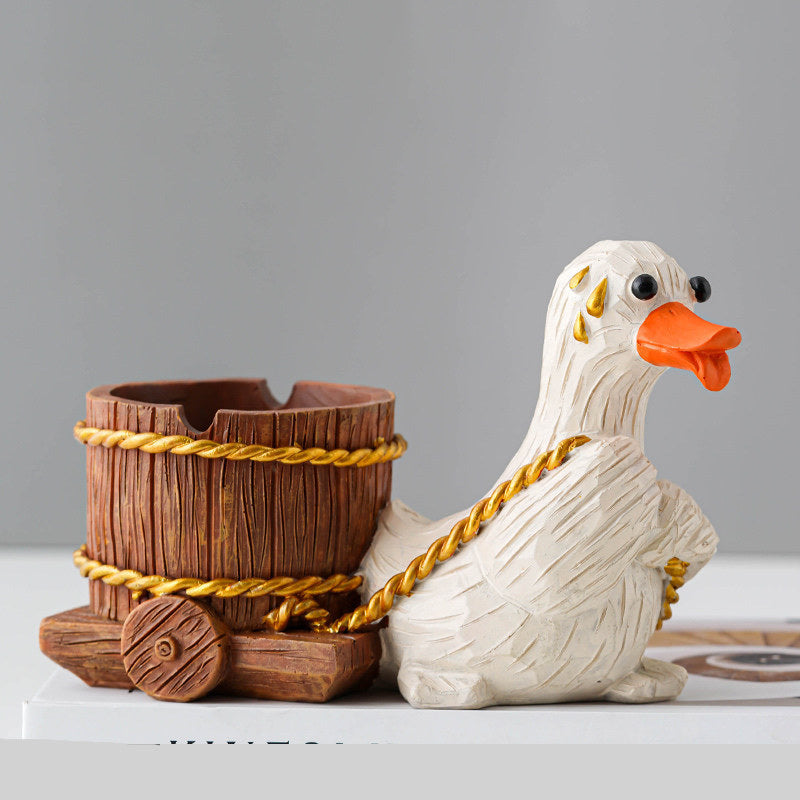 Striving Duck Ashtray,Fun Table Decoration Small Ornaments