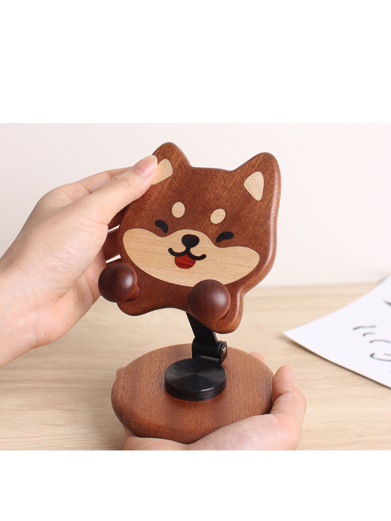 Funny Pet Dog Cat Wooden Phone Stand, Creative Gift