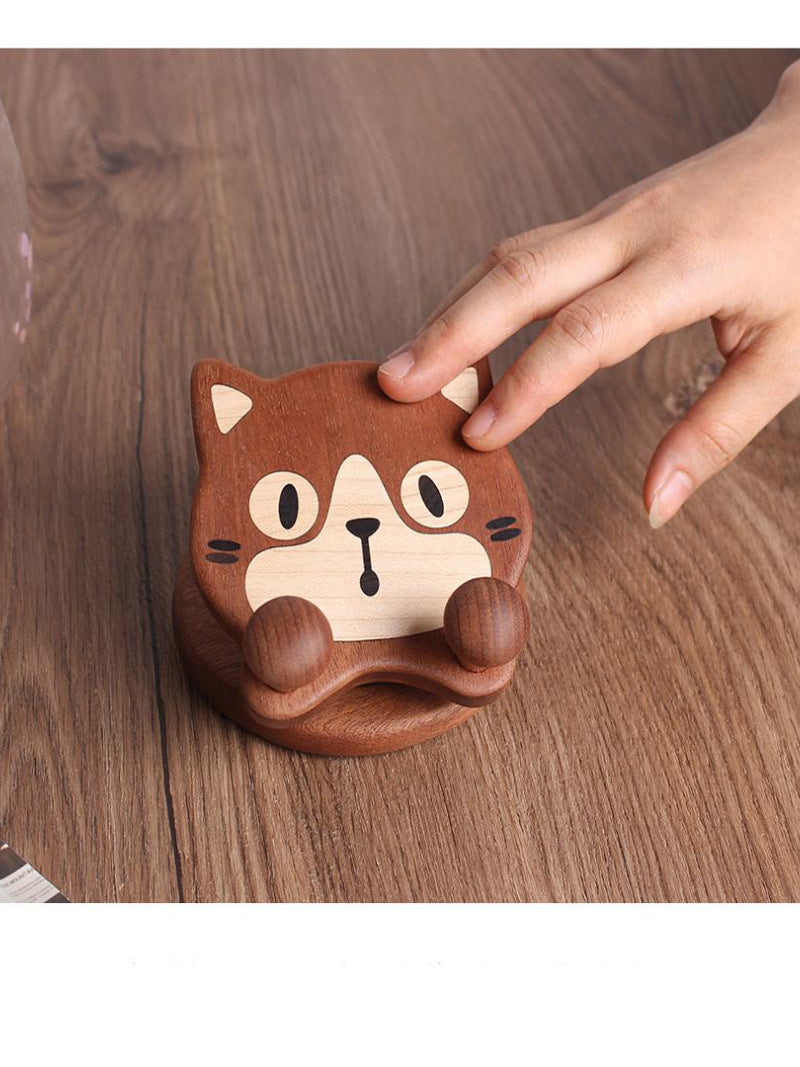 Funny Pet Dog Cat Wooden Phone Stand, Creative Gift