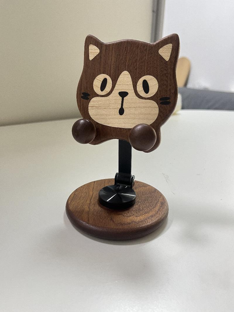 Funny Pet Dog Cat Wooden Phone Stand, Creative Gift