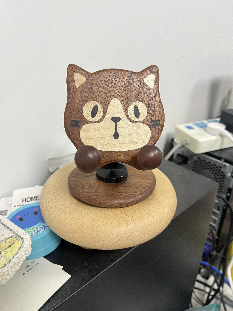 Funny Pet Dog Cat Wooden Phone Stand, Creative Gift