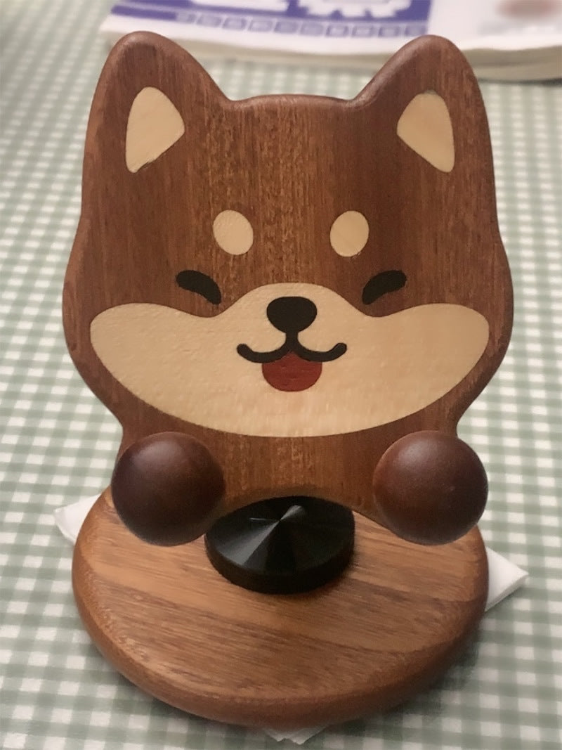 Funny Pet Dog Cat Wooden Phone Stand, Creative Gift