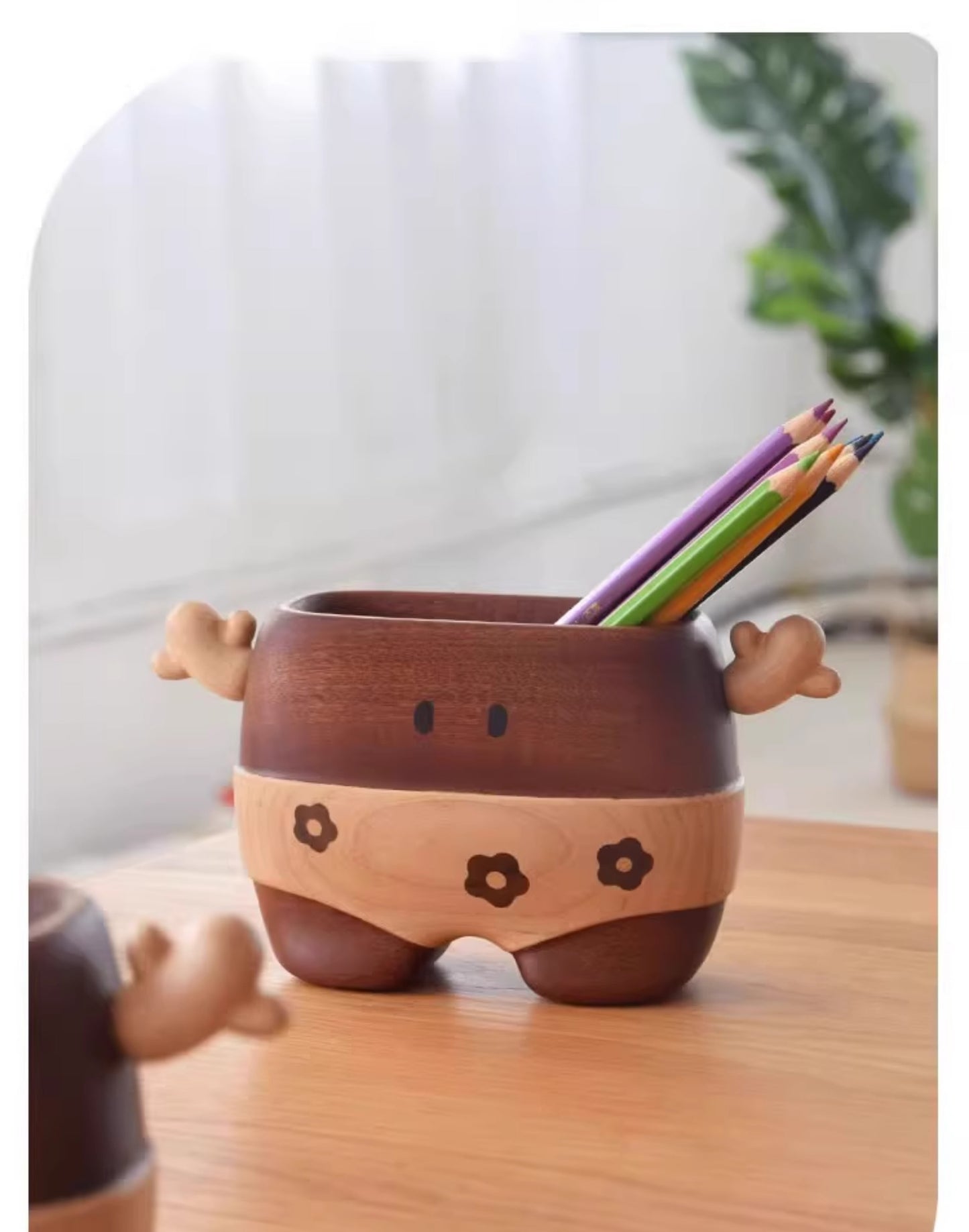 Funny Shorts Doll Desktop Wood Storage Box, Pen Holder, Vase