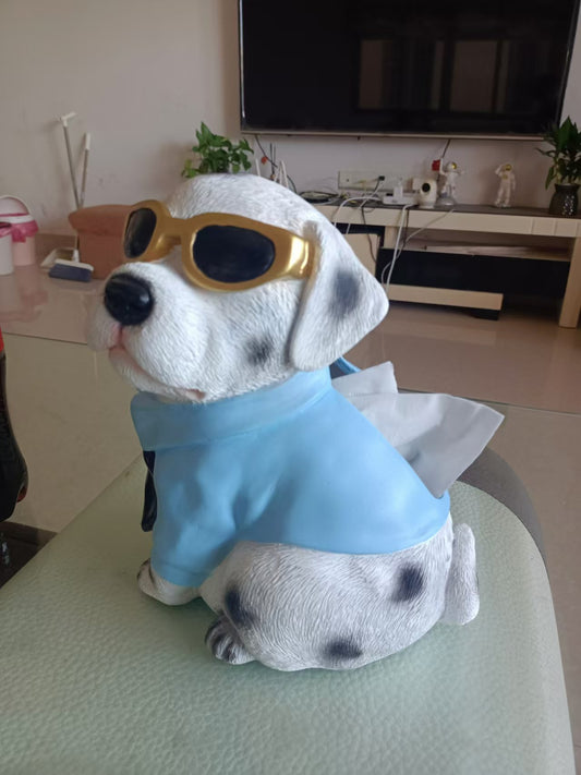 Funny Sunglasses Dog Tissue Holder, Creative Desktop Decoration