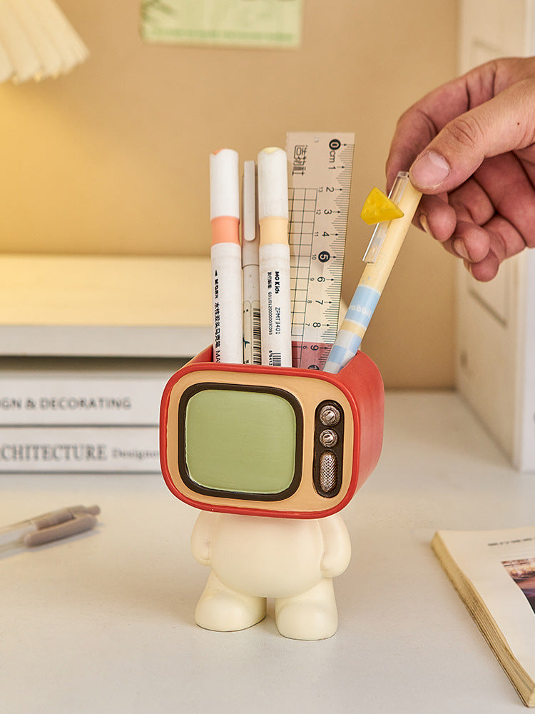 Funny TV pen holder, office desktop decoration gift