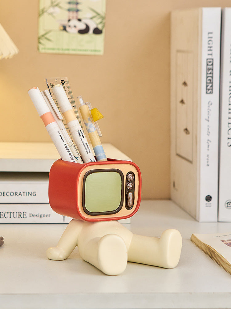 Funny TV pen holder, office desktop decoration gift