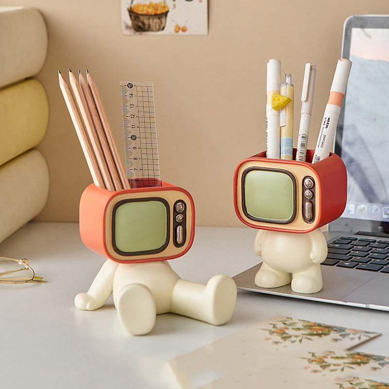 Funny TV pen holder, office desktop decoration gift