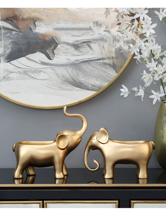 Golden Elephant Desktop Storage Box, Luxury Home Decoration Ornaments