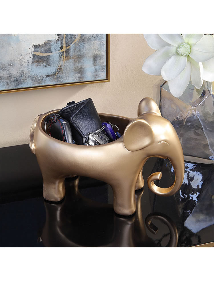 Golden Elephant Desktop Storage Box, Luxury Home Decoration Ornaments