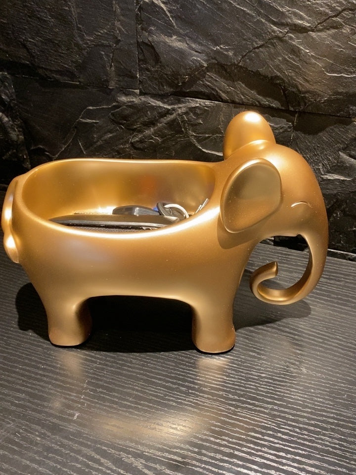 Golden Elephant Desktop Storage Box, Luxury Home Decoration Ornaments