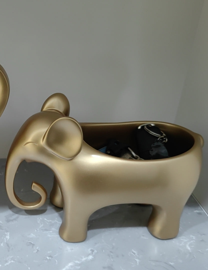 Golden Elephant Desktop Storage Box, Luxury Home Decoration Ornaments