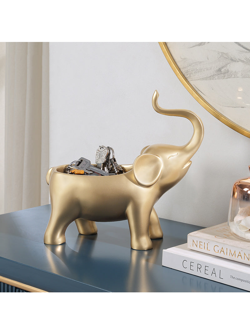 Golden Elephant Desktop Storage Box, Luxury Home Decoration Ornaments