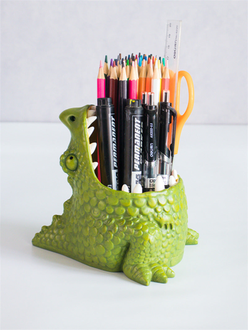 Green Big Mouth Monster Pen Holder, Office Desk Decoration