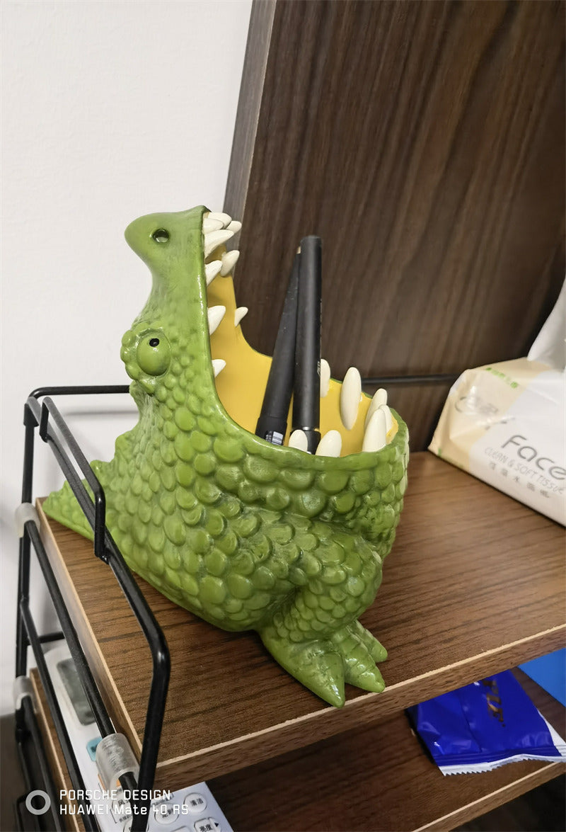 Green Big Mouth Monster Pen Holder, Office Desk Decoration