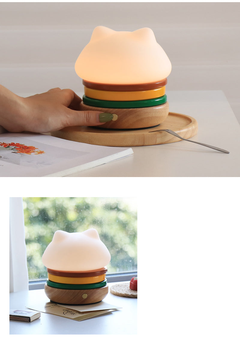 Hamburger Cat Led Small Table Lamp,Night Light, Romantic Valentine'S Day Gifts