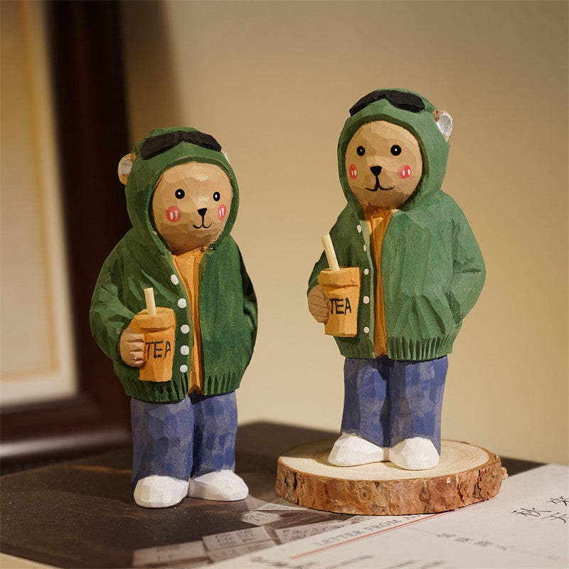 Hand-Carved Wooden Fashionable Youth Figurine: Stylish Home Decor