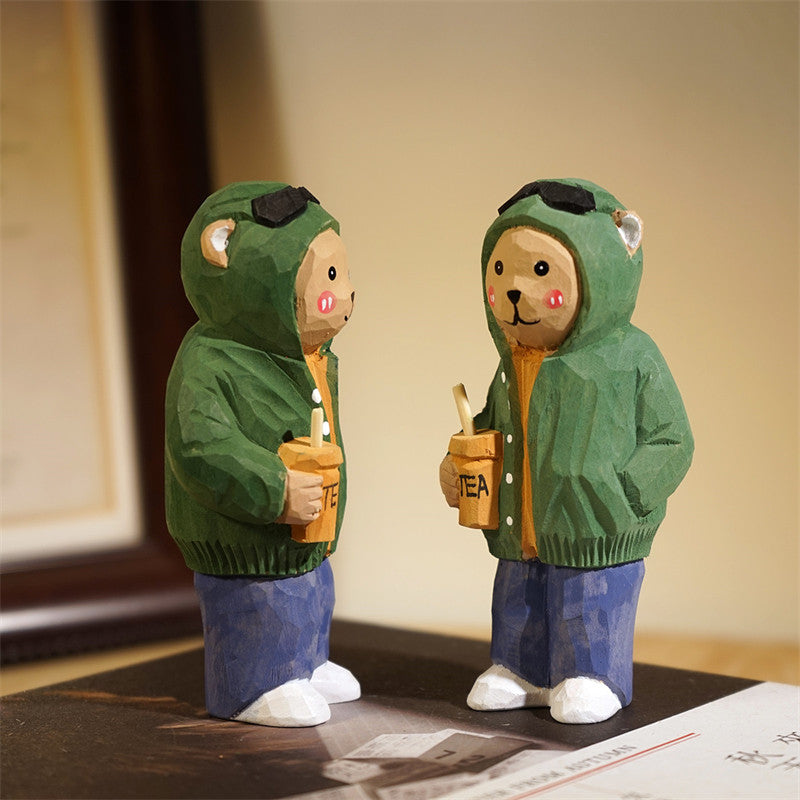 Hand-Carved Wooden Fashionable Youth Figurine: Stylish Home Decor