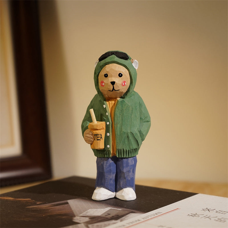 Hand-Carved Wooden Fashionable Youth Figurine: Stylish Home Decor