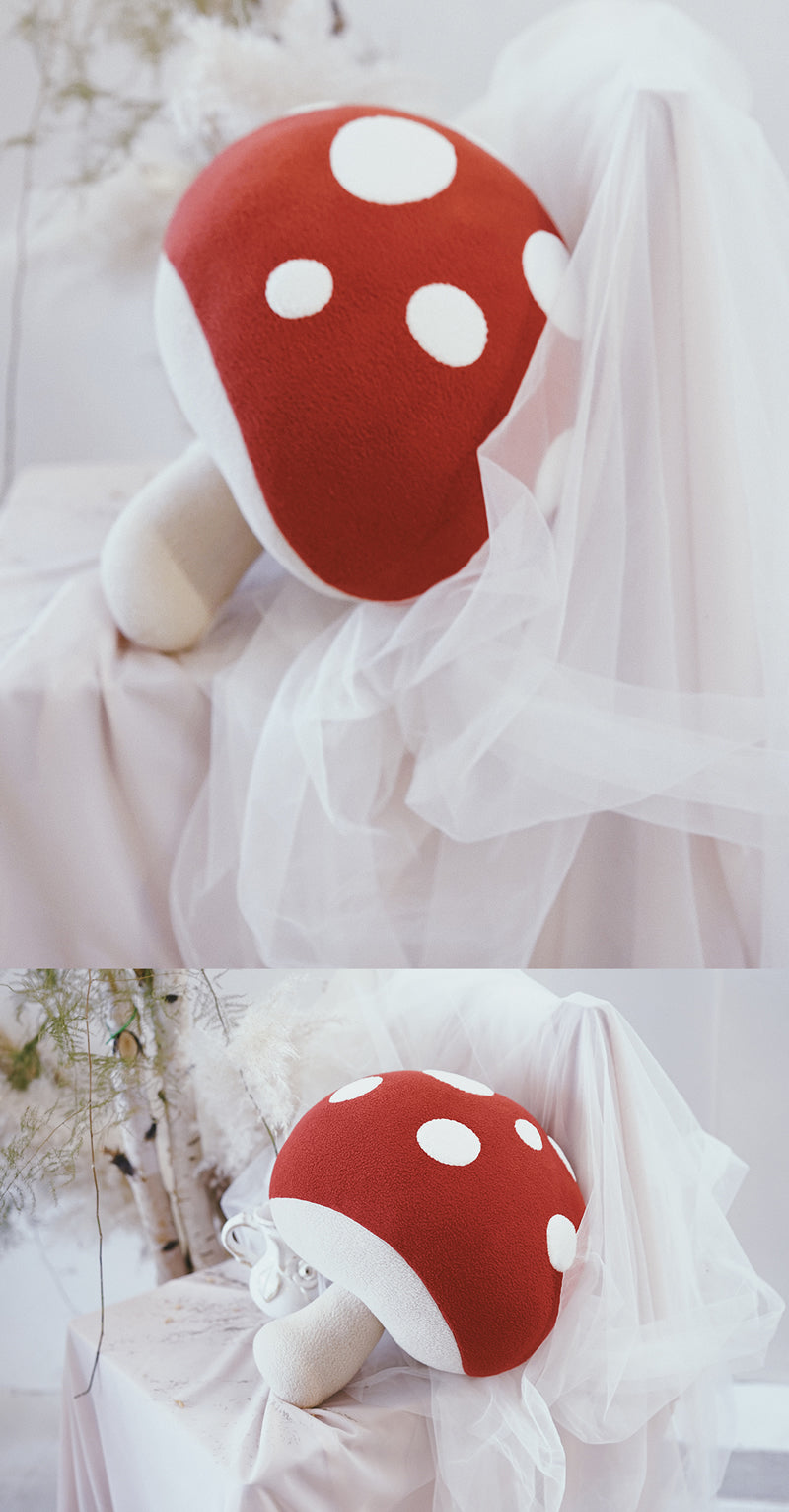 Handmade Red Plush Mushroom Pillow, Beautiful Gift, Photo Prop