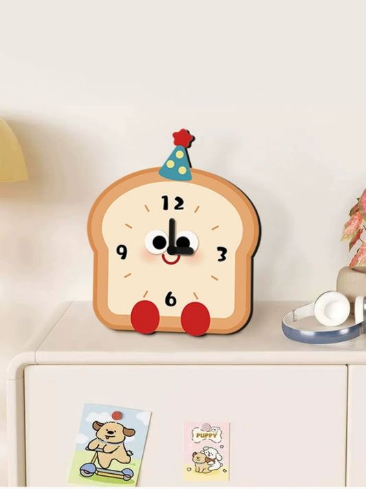 Happy Cartoon Bread Table Clock, Room Desktop Decoration Ideas