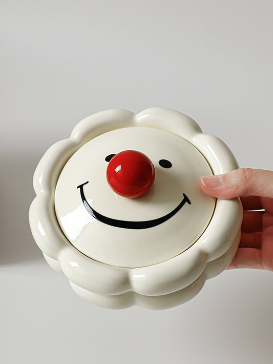 Happy Cartoon Smiley Emoticon Flower Shape Ashtray, Desktop Art Decoration