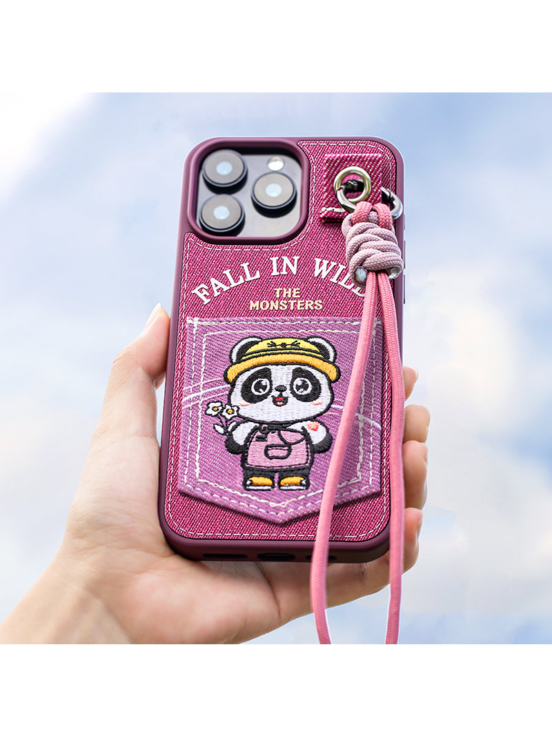 Happy Panda Fabric iPhone Phone Case,iphone 16/iPhone 16 pro/iPhone 16 Pro Max