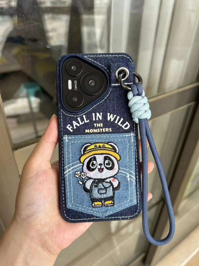 Happy Panda Fabric iPhone Phone Case,iphone 16/iPhone 16 pro/iPhone 16 Pro Max