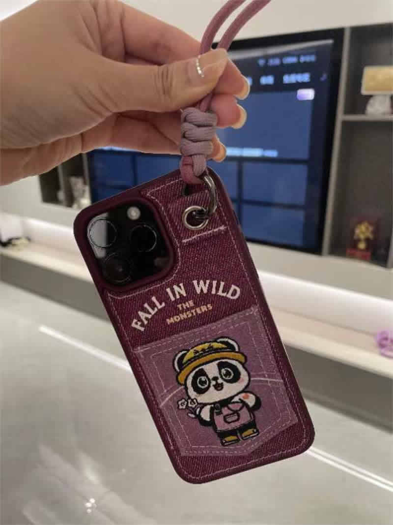 Happy Panda Fabric iPhone Phone Case,iphone 16/iPhone 16 pro/iPhone 16 Pro Max