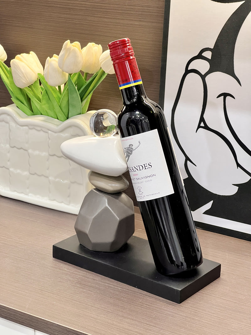 Imitation Stone Superimposed Shape Wine Rack, Desktop Art Decoration