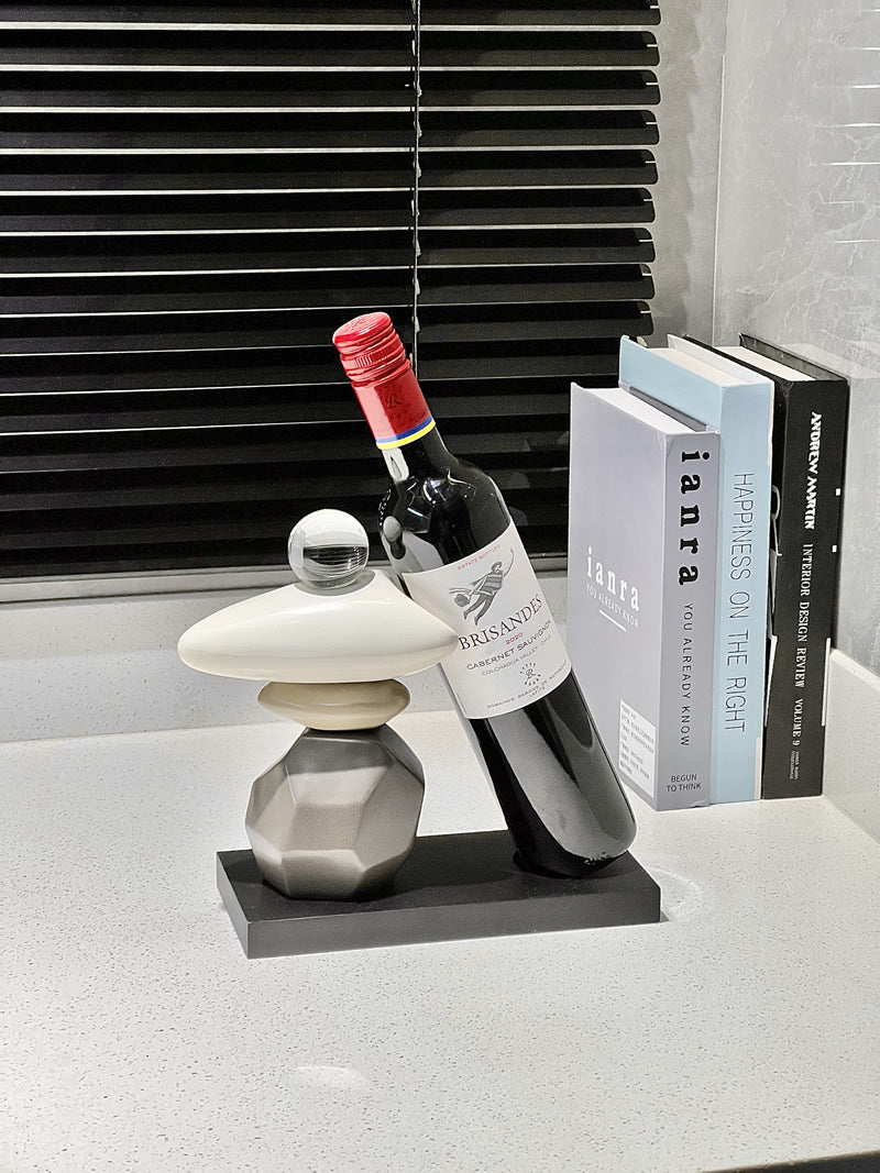 Imitation Stone Superimposed Shape Wine Rack, Desktop Art Decoration